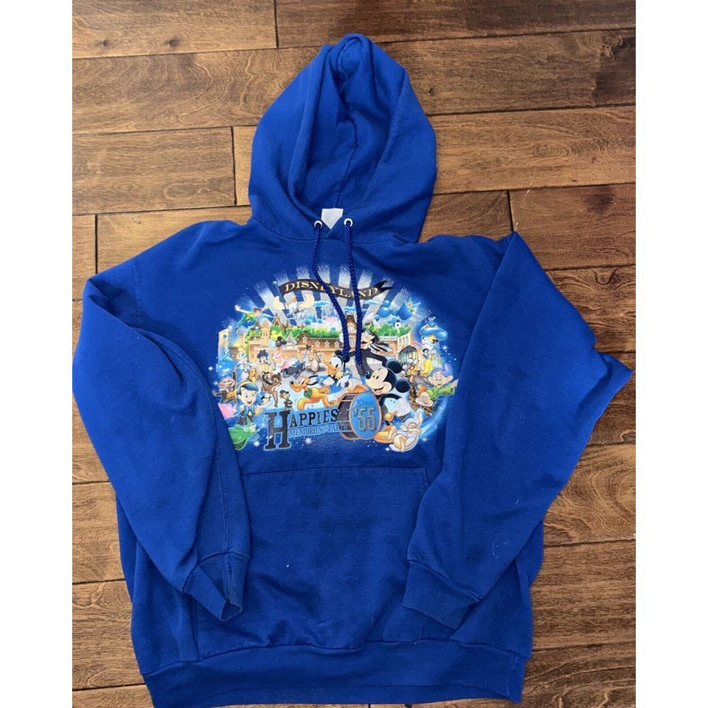 VTG 90s‎ Disneyland Graphic Pullover Hoodie Men L Happiest Memories On Earth '55